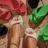 Pantoufles grande taille plates pour femmes, sandales de plage de couleur unie, confortables, décontractées, légères, antidérapantes, Sandalias Planas