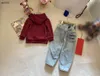 Classici tute per bambini ragazzi Set autunnale abiti firmati per bambini Taglia 110-160 Felpa con cappuccio con logo ricamato e jeans con fodera in velluto Jan20