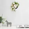 Decorative Flowers 50cm Simulated White Magnolias Spring Wreath Multipurpose Silk Garland For Wedding Home Outdoor Indoor Decoration