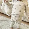 Pajamas Cute Cartoon Print ldren Outfits Autumn New Baby Long Sleeve Clothes Set Infant Tops + Pants 2pcs Homewear Suit H240508