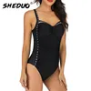 Wear Women's Swimwear Ruffle Vintage One Piece Swimsuit Push Up Bathing Suit Ruched Tummy Control Monokini Retro Plus Size Beachwear