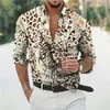 Camisas casuais masculinas verão camisa havaiana 3d impressão animal manga longa praia lapela oversized top t-shirt wear