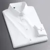 Camisa de vestido de manga longa masculina de alta elasticidade sedosa suave traceless anti rugas camisas formais de negócios masculinos não-ferro 240117