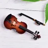 Mini Violin med Support Miniature Wood Musical Instruments Collection Decorative Ornament Toys 240117