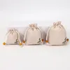 Storage Bags 5pcs Exquisite Linen Gifts Jewelry Sack Lotus Flower Printing Drawstring Bag High Grade Durable Convenient Retro