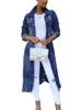 Jesień kobiety seksowne zgrane dżinsowe kurtki 2023 Vintage Casual Long Kurtka dżinsowa zimowa żeńska rękawowa odzież 240117