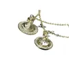 Viviennelies Saturn Gold Full Diamond Stereo Planet Collana con sfere di vetro trasparente Luce Designer di gioielli di lusso Westwood per donna Regali di festa di alta qualità