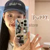 Cell Phone Cases Korea Funny Sunglasses Puppy Makeup Mirror Phone Case For iPhone 14 Rro Max 13 12 11 Cute Cat Animal Y2K Letter Shockproof Funda J240118