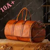 High quality Travel Handmade Vegetable Crossbody bags Tanned Leather Handbag Cowhide for Men Large Motorcycle Capacity Top Layer Bag Fashionable 10A+