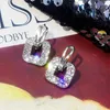 Boucles d'oreilles Anziw Moissanite Drop Square pour femmes réel 925 argent Piercing oreille bijoux D couleur fête de mariage vêtements quotidiens cadeaux