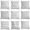 Pillow 45x45cm Grey Color Thicken Cotton Embroidery Sofa Cover Car Waist Home Decoration Throw Pillowcase