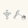 Stud Earrings 0.54ct Real Moissanite Diamond Cross Earring For Women Men 925 Sterling Silver Wedding Fine Jewelry Certified