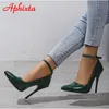 Aphixta Orange Luxury Crystals Buckle Pimp Super High 12cm Stileetto Heels Pump Shoes Poinded Toe Colorful Party Pumps 240117