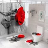 Rideaux de douche rouge Rose salle de bain antidérapant Durable imperméable à l'eau rideau piédestal tapis couvercle couverture de toilette tapis de bain tapis