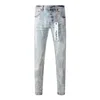 Damenhosen Mode 2024 Slim 1:1 Jeans Lila Marke Herbst und Winter High Street Tie-Dye Washed Personality