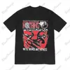 Men's T-Shirts INS New High Street Red Mask Pattern Printed Short Sleeve Punk Harajuku Casual T-shirt Y2K Men's and Women's Top shirtyolq