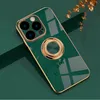 Luxury 360 Rotation Magnetic Ring Stand Holder 6D Plating Soft TPU Cases Socktäkert täckning för iPhone 15 14 13 Pro Max 12 11 XR XS 8 7 Plus Samsung S23 Fe S24 Ultra