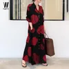 Casual Dresses Spring Summer Women's Long Shirt Dress Clothing Muslim Cotton Linen Printed Sleeves Simple Loose