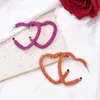 Stud Earrings 2024 Trending Heart For Women Orange Rose Color Rhinestone Chain Weaving Large Exaggerated Jewelry