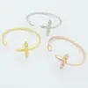 3 Colors Women Designer Bangles Brass Gold Pated Luxury V Letter Couple Bracelets Without Box262N