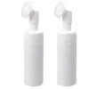Aufbewahrungsflaschen, 2 Stück, leere Schaumpumpe, 200 ml, tragbare Reinigungsflasche, Reise-Kosmetikbehälter mit Bürste für Zuhause im Freien (weiß)