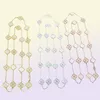 Luxury 20 fleurs Crystal Long Choker Fourleaf Clover Collier Fashion Natural Noir blanc rouge Green Shell Collier pour W2897741