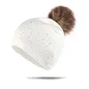 Berretti Genitore-Bambino Inverno Caldo Cappello Lavorato a Maglia Cofano Sport Antivento Skullies Berretti Bambino Adulto Palla di Pelo Punta Berretto da Trapano Zucchetto W16