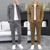 Men Corduroy Sets Autumn Two Piece Long Trousers and Jakcet Clothing Casual Track Suit Male Big Pockets Sweatsuits 240117