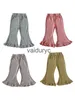 Trousers 2024 Spring New Solid Girls Flared Pants Cotton ldren Elastic Baby Loose Kids Casual Clothes H240508