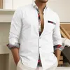 Chemises décontractées pour hommes 2024 Chemise boutonnée Couleur unie Manches longues Revers Quotidien Vacances Poche Mode Confortable Haut Grande Taille