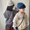 Hoodies Sweatshirts 2024 Bahar Yeni Ldren Uzun Kollu Sıradan Sweatshirt Moda Mektup Baskı Erkek Kızlar Krover Çocuklar Gevşek Üstler Bebek Giysileri H240508