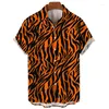 Camicie casual da uomo Uomo 2024 Maglie a manica corta Abiti larghi Tiger Stampato Trendy Streetwear Harajuku Moda per hawaiano