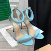 2024 neue Gianvito Rossi Stiletto Heels Sandalen Kleid Schuhe Stiletto Rose Metallic Leder Fuß mit Absatz Reißverschluss hinten Women Schoenen Zomerjurk Fabriek Schoeisel