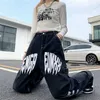 Women's Jeans Casual Denim Trousers Harajuku Washed Hip Hop Jean Pants Letter Print Straight Loose Jeans Womens Retro High Street Oversizeephemeralew