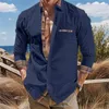 Chemises décontractées pour hommes 2024 Chemise boutonnée Couleur unie Manches longues Revers Quotidien Vacances Poche Mode Confortable Haut Grande Taille