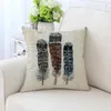 Pillow Colorful Peacock Feathers Cover Polyester Decorative For Sofa/Car Home Decoration 45X45CM Throw Case