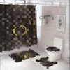 Luxurious Print Trend Shower Curtains Sets Hipster High-grade Four-piece Suit Bathroom Anti-peeping Non-slip Deodorant Bath toilet Mats Matching