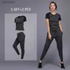 Ensembles actifs Nouveaux vêtements de sport pour femmes pour ensembles de Yoga vêtements de Jogging vêtements de gymnastique entraînement de Fitness T-Shirts de sport pantalons de course Leggings SuitL240118