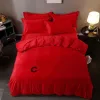 Ensembles de literie de luxe de créateurs 4pcs / ensemble Couleur solide Velvet Queen King Size Duvet Cover Lit Sheet de mode