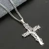 Pendant Necklaces Fashion 2K Tree Of Life Cross Titanium Steel Necklace Men And Women Simple Jewelry Couple