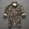 Camicie casual da uomo Moda stile militare Cargo da uomo Camicia mimetica in cotone militare ampio e largo