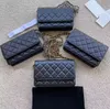 10A Uppgraderad HASP Metal Zip Handtag Chip Authentication Mini Caviar Sheepskin Womens Chain Plånböcker Purses Axel Bag Crossbody Bag