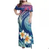 Plus Size Jurken Hycool S-7Xl Samoaanse Rode Jurk Strak Shoder Tribal Print Dames Feest Hawaii Bodycon Maxi Bruiloft Drop Delivery Dhhjh