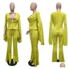 Pantalones De Dos Piezas Para Mujer Pantalones De Dos Piezas Para Mujer Conjunto De Blazer De Oficina Genuo Traje Sólido Amarillo Mujer Pantalón De Caída Manga Larga Delgado Elegante Dro DHZ3C