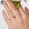 Bandringe ORSA JEWELS 14K vergoldete gedrehte Ringe 925er Sterlingsilber, zierlicher, glänzender Zirkon-Fingerring für Damen, Schmuck, Geschenk, SR317 J240118