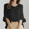 Women's Blouses Shirt For Women Fashion 2024 Solid V Neck 1/2 Short Sleeve Tops Blouse Oversized Summer Tunics Blusas Mujer