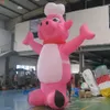 6m 19.7ft ücretsiz gemi dış mekan aktiviteleri reklam dev şişme pembe domuz şefi karikatür zemin balon satılık