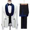 Floral Jacket Men Suit Slim Fit Wedding Tuxedo Navy Blue Velvet Lapel Groom Party Suits Costume Homme Man Blazer 240117