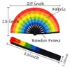 13 -calowa Rainbow Hand Held Solding Fan Solk Fan Hand Fan Vintage Style Rainbow Design Held Fan na urodziny