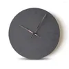 Horloges murales Chic Horloge ronde Scandinave Chambre Décor Mute Aiguille Noir Gris MDF Minimaliste Conseil Suspendu Maison